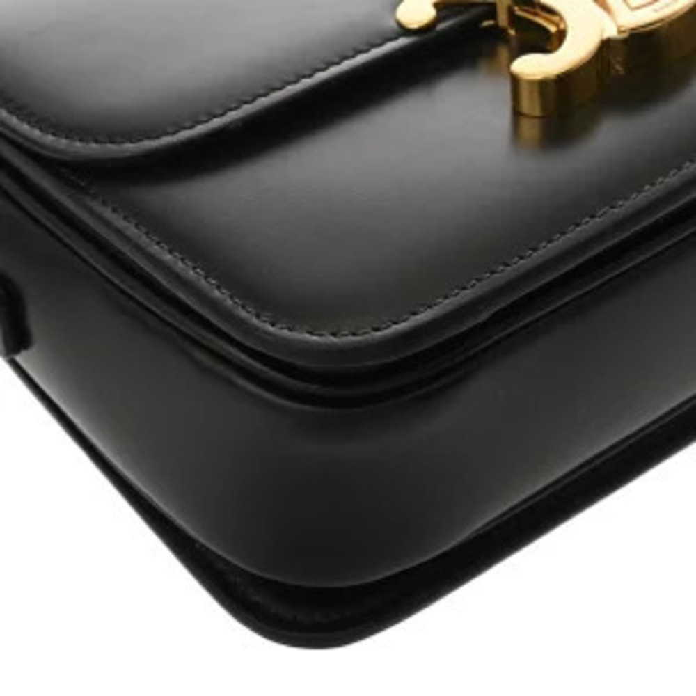 Celine Teen Triomphe Bag Black Shiny Calf Leather Shoulder - Picture 5 of 9